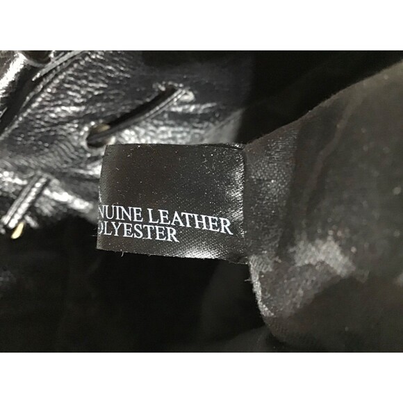 C Wonder Bucket Shopper Drawstring Tote Bag Shoulder Bag Black Pebbled Leather - Picture 6 of 16